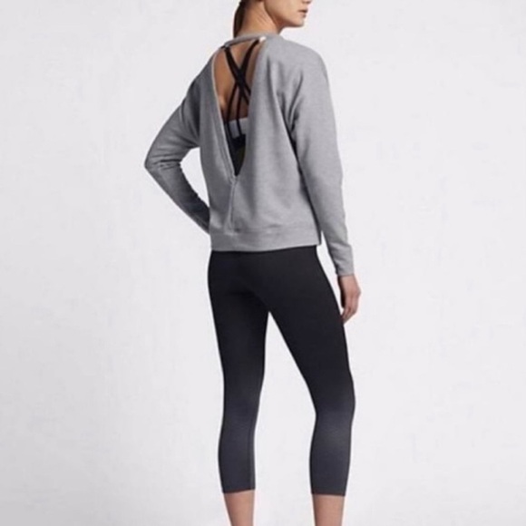NEW! Nike Dri Fit Versa Sweatshirt Open Back Gray SZ S - Picture 1 of 9